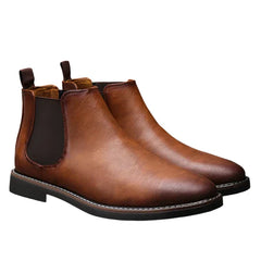 Men's Leather Chelsea Boots with Elastic Side Panels