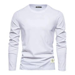 Men's Long-Sleeve Cotton Tee with a Crew Neck for Layering