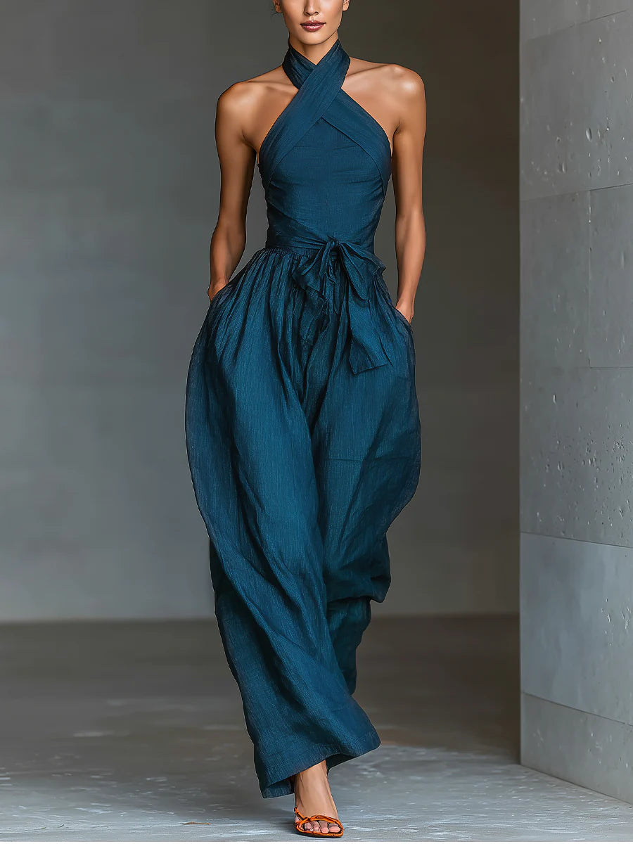 Mélisande | Cross-Halter Jumpsuit