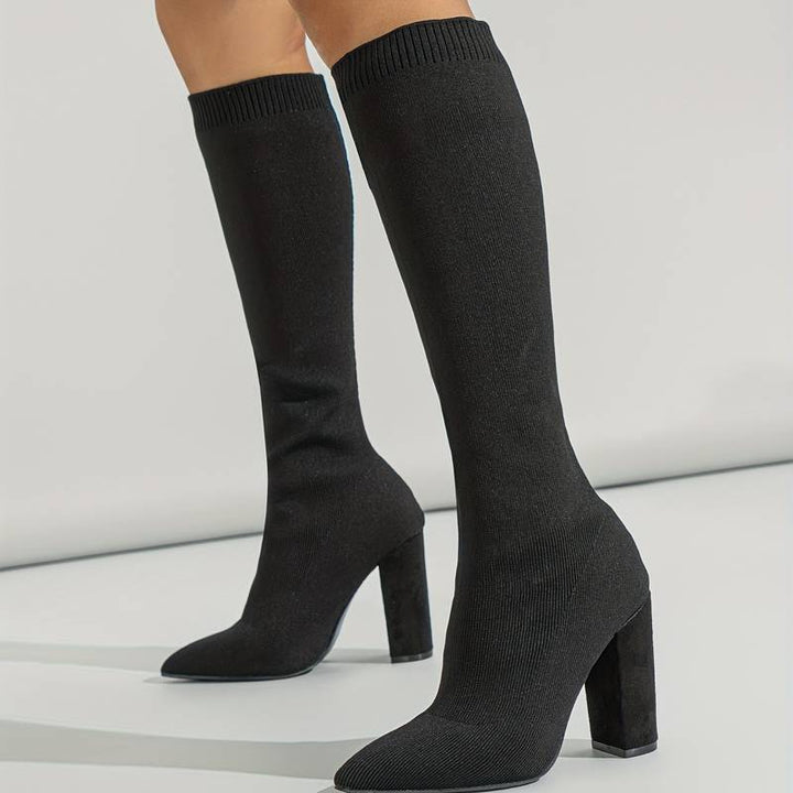 Gwendolyn women's sock fit block heel knee high boots - photo 3