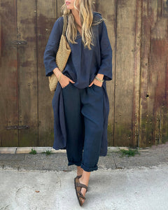 Floriane | Everyday Tunic and Wide-Leg Trouser Set with a Side Slit
