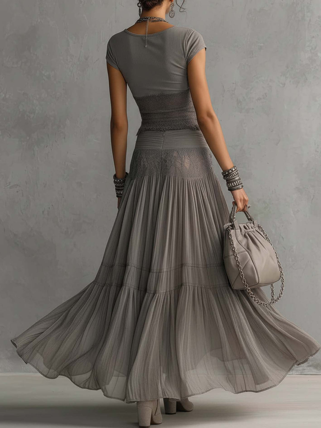 Yveline | Tiered Maxi Skirt Set