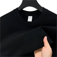 Men's Cotton Crew-Neck T-Shirt with a Ribbed Neckline