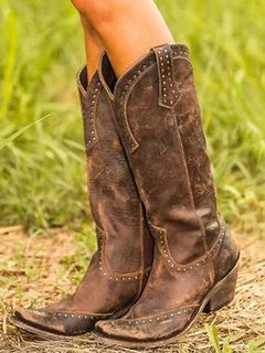 Olwen | Women's Studded Cowboy Knee High Boots