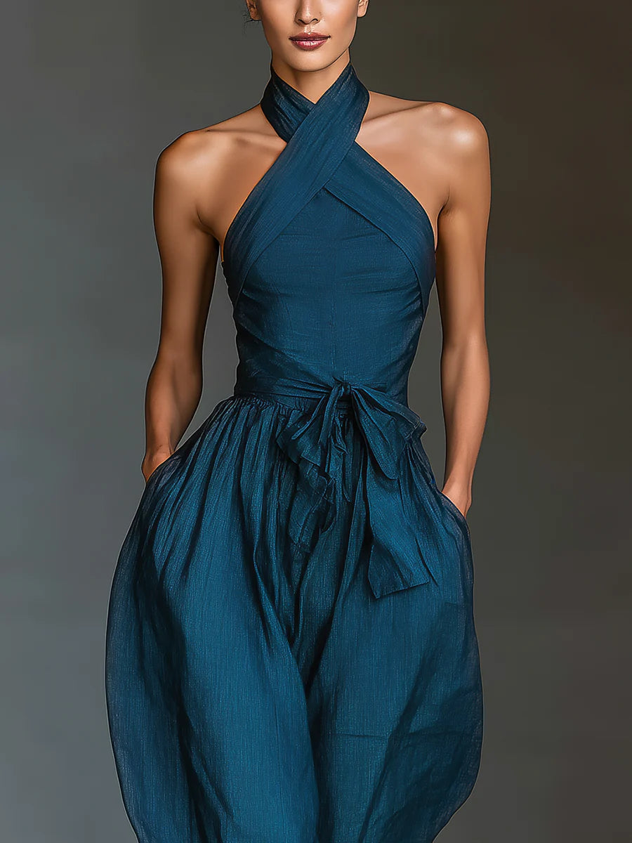 Mélisande | Cross-Halter Jumpsuit