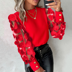Elise | Evening Blouse with Mesh Sleeves