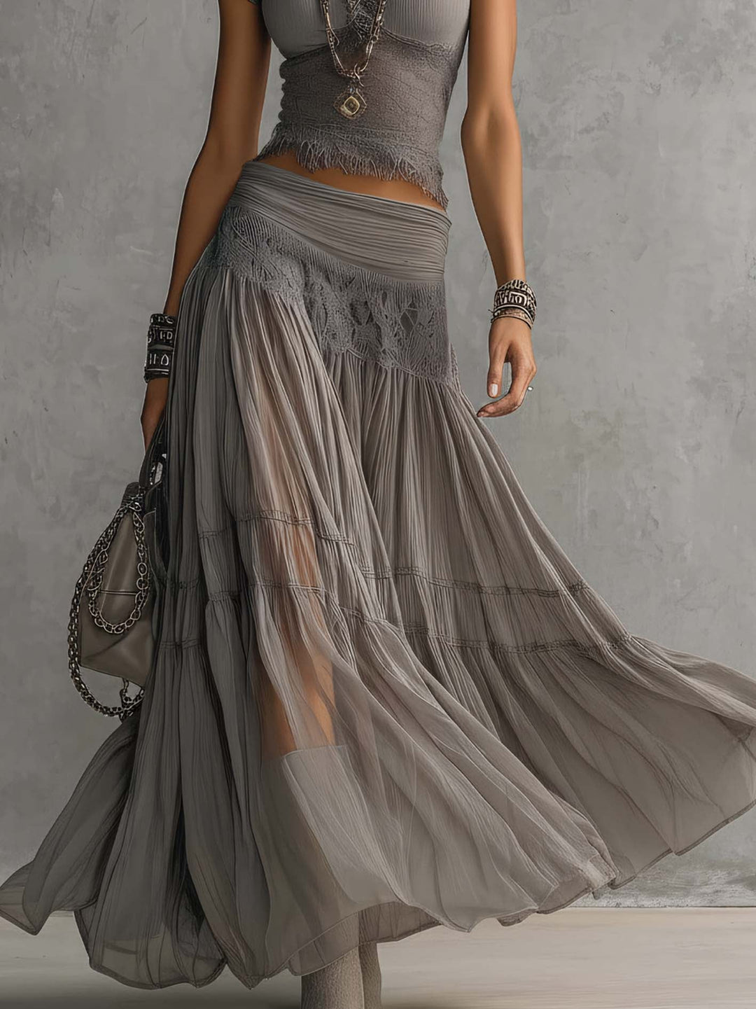 Yveline | Tiered Maxi Skirt Set
