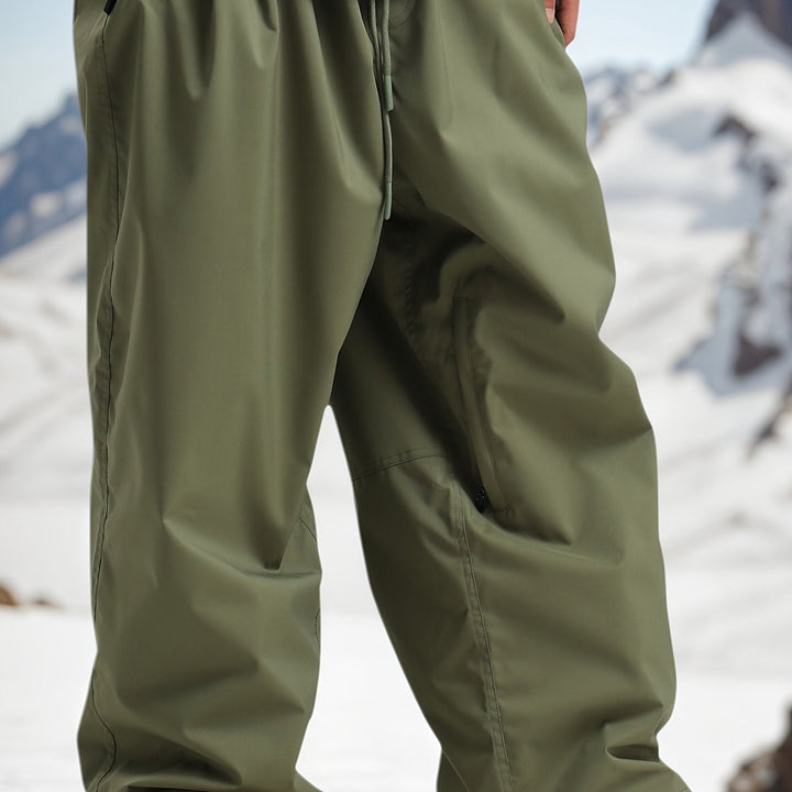 Men's Long Winter Baggy Ski Pants - Fern Green