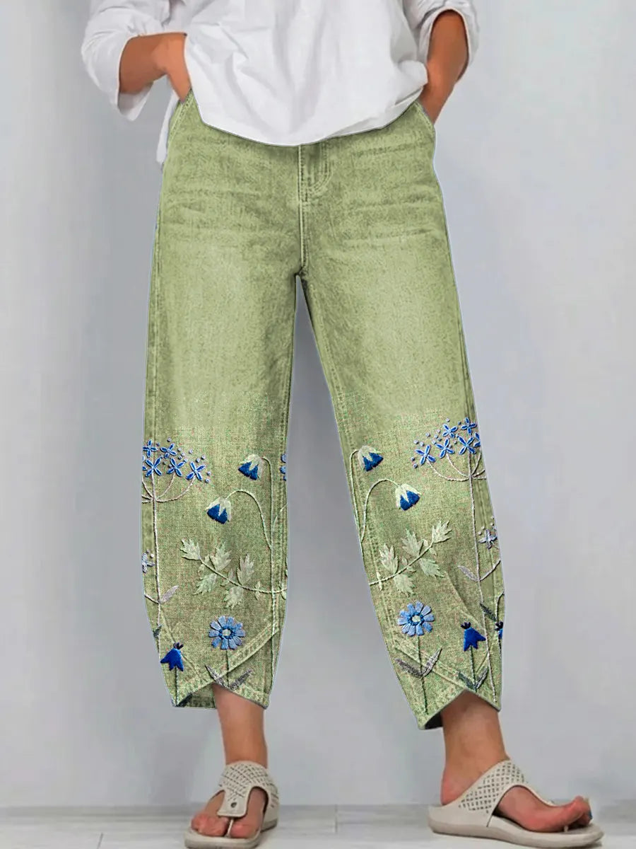 Quintine | Floral-Embroidered Trouser