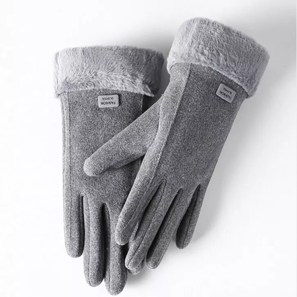 Women's Elegant Insulated Warm Knit Winter Gloves - Grey