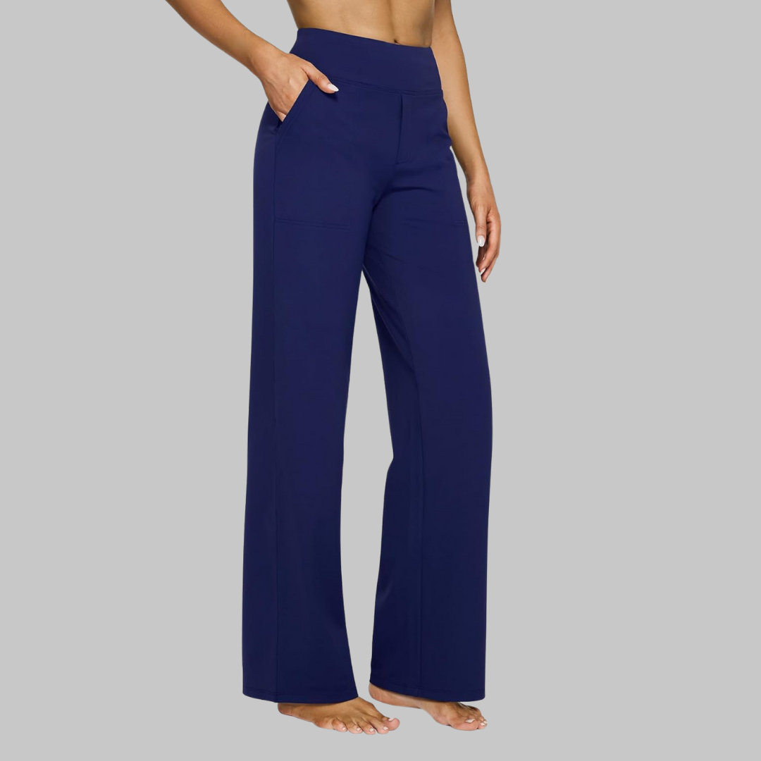 Women's High Waist Long Gaucho Pants - Blue