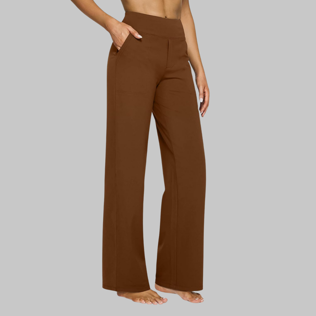 Women's High Waist Long Gaucho Pants - Brown