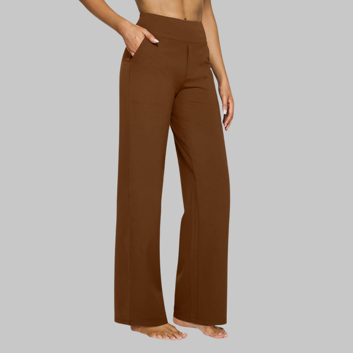 Women's High Waist Long Gaucho Pants - Brown