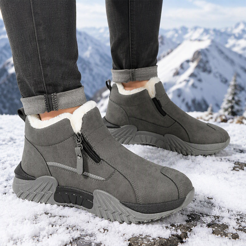 Men's Leather Winter Slip On Thermal Knit Snow Boots