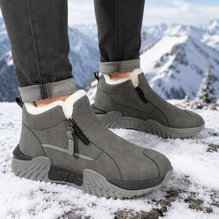 Men's Leather Winter Slip On Thermal Knit Snow Boots
