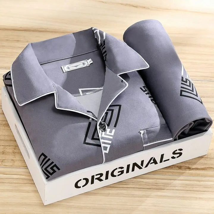 Men's Lounge Matching Long Indigo Pajama Set