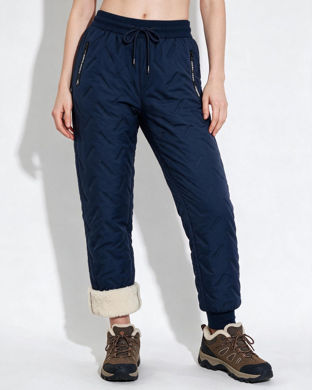 Women's Quilted Long Winter Baggy Snow Pants - Navy