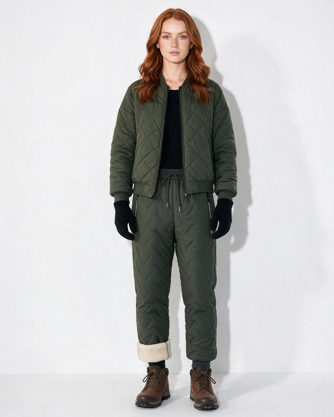 Women's Quilted Long Winter Baggy Snow Pants