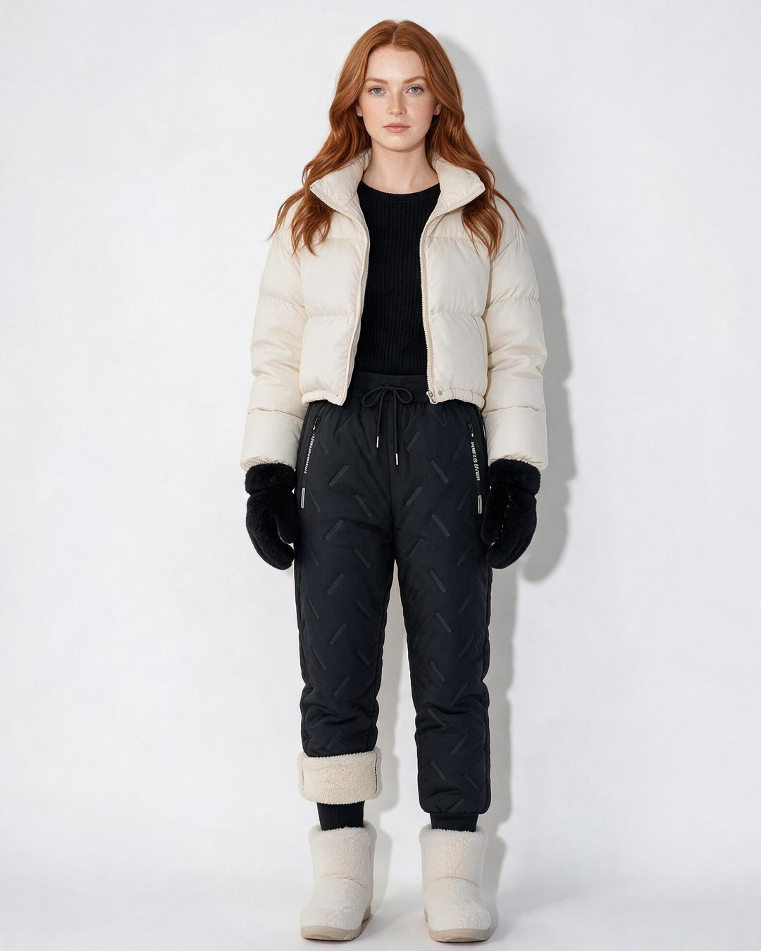 Women's Quilted Long Winter Baggy Snow Pants