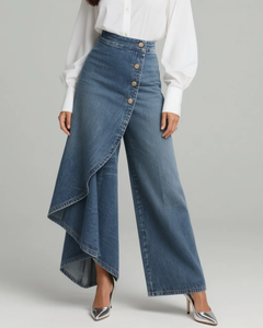 Colette | Wrap-Front Wide-Leg Jeans with a Button Waist