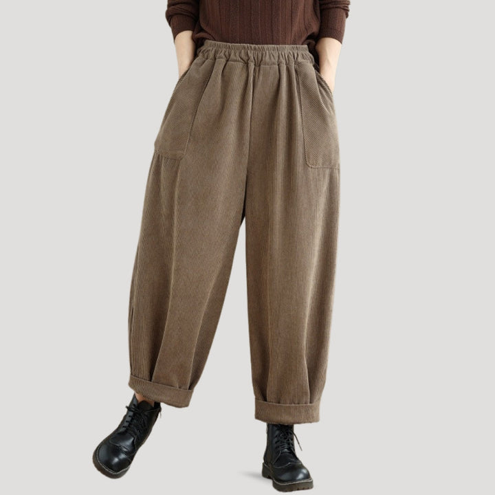 Women's Corduroy Work Wide Leg Gaucho Pants - Light Brown