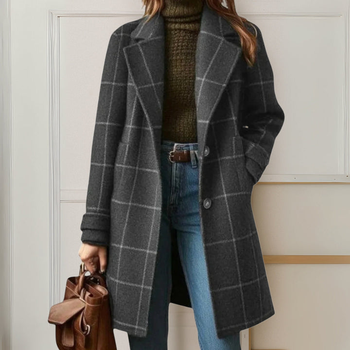 Women's Long Wool Tweed Plaid Coat