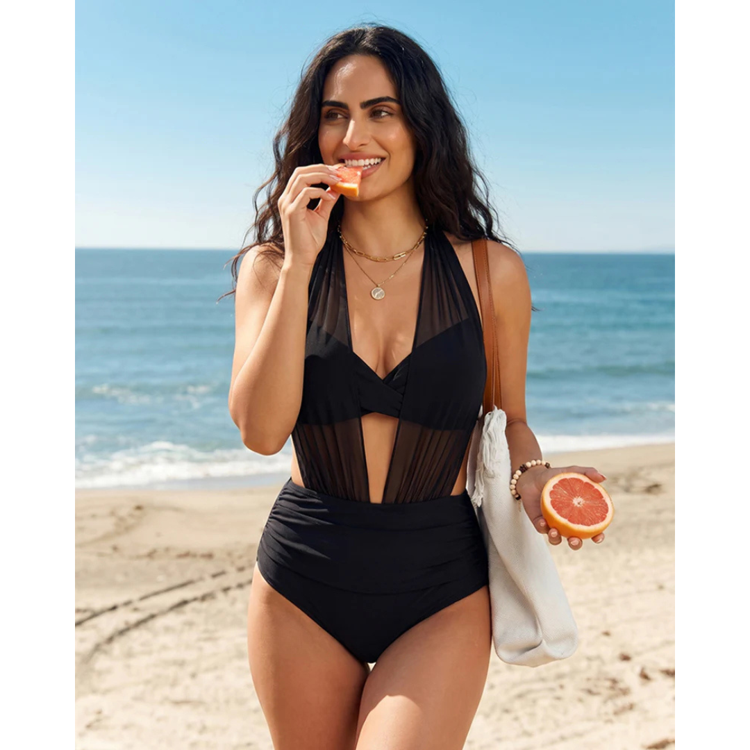 Aline | High-Waist Ruched Tummy-Cover Bikini