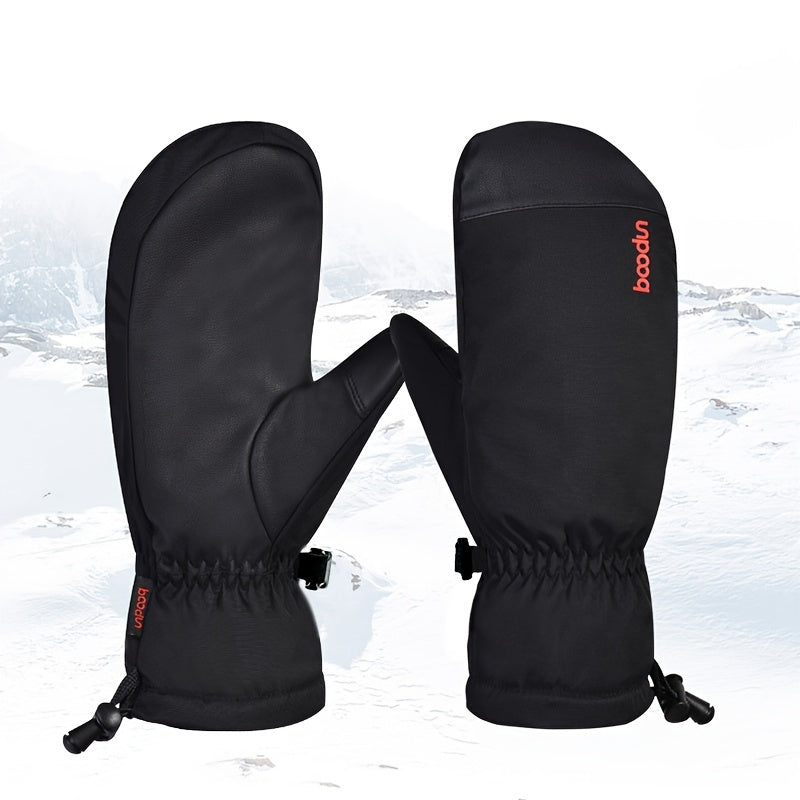 Warm Touchscreen Ski Mittens - Black