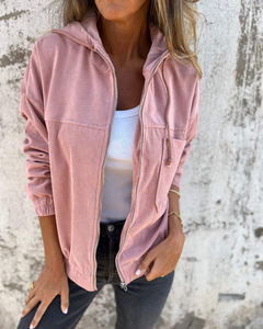 Bérengère | Cosy Zip-Up Hooded Jacket with a Textured Finish