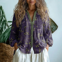 Yvonne | Graceful Button-Down Shirt with a Vintage Print