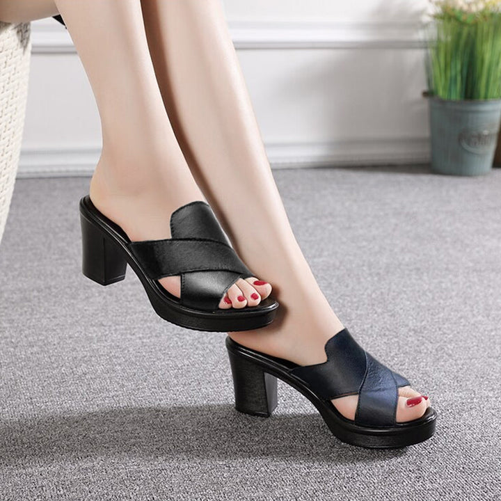 Vivian | Orthopedic Block Heel Mule Sandal