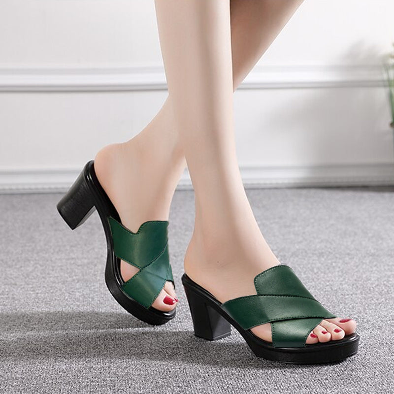 Vivian | Orthopedic Block Heel Mule Sandal
