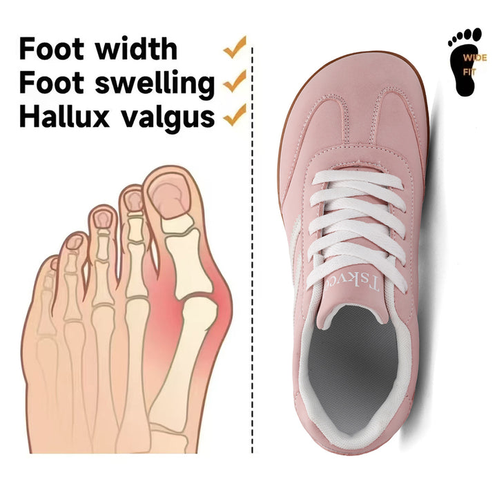 Women's Flat Lace Up Wide Toe Box Sneakers