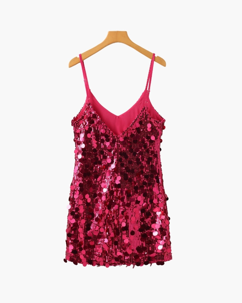 Women's Tank Sequin V-Neck Mini Going Out Top