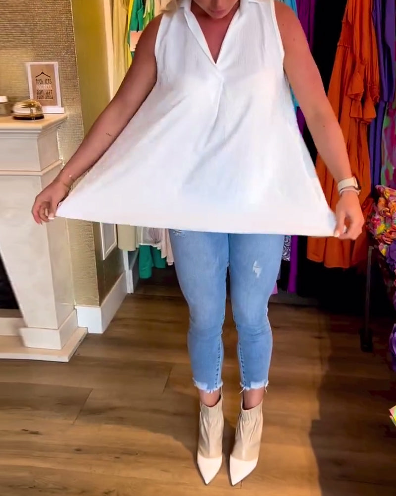 Fionnuala | Collared Sleeveless Top