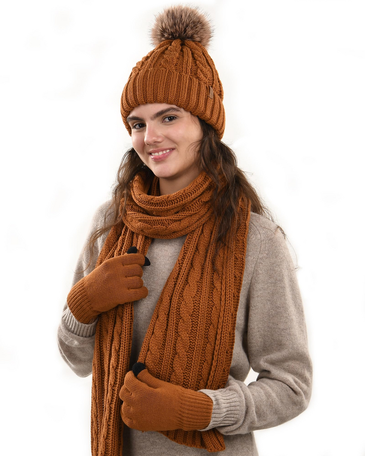 Women's Chic Warm Winter Breathable Velvet-Lined Gloves - Dark Orange
