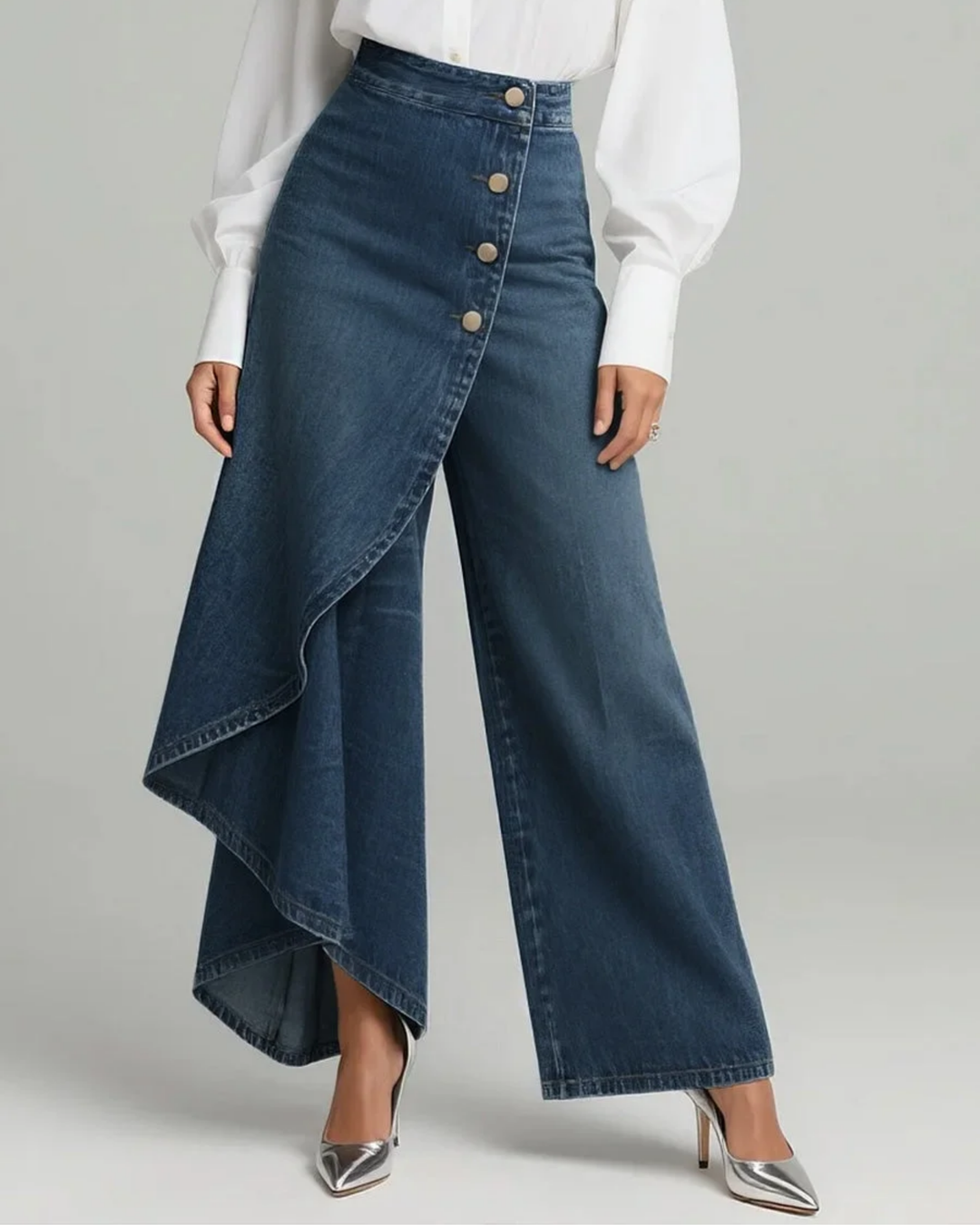 Colette | Wrap-Front Denim Wide Leg Jeans
