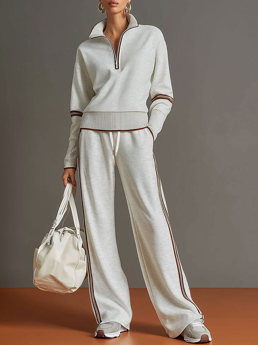 Christèle | Stripe-Trim Two-Piece Set