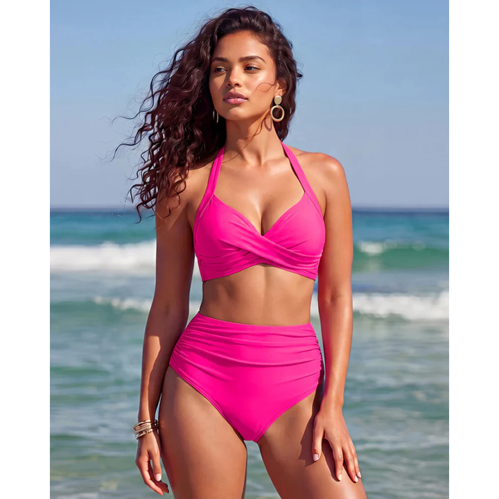 Aline | High-Waist Ruched Tummy-Cover Bikini