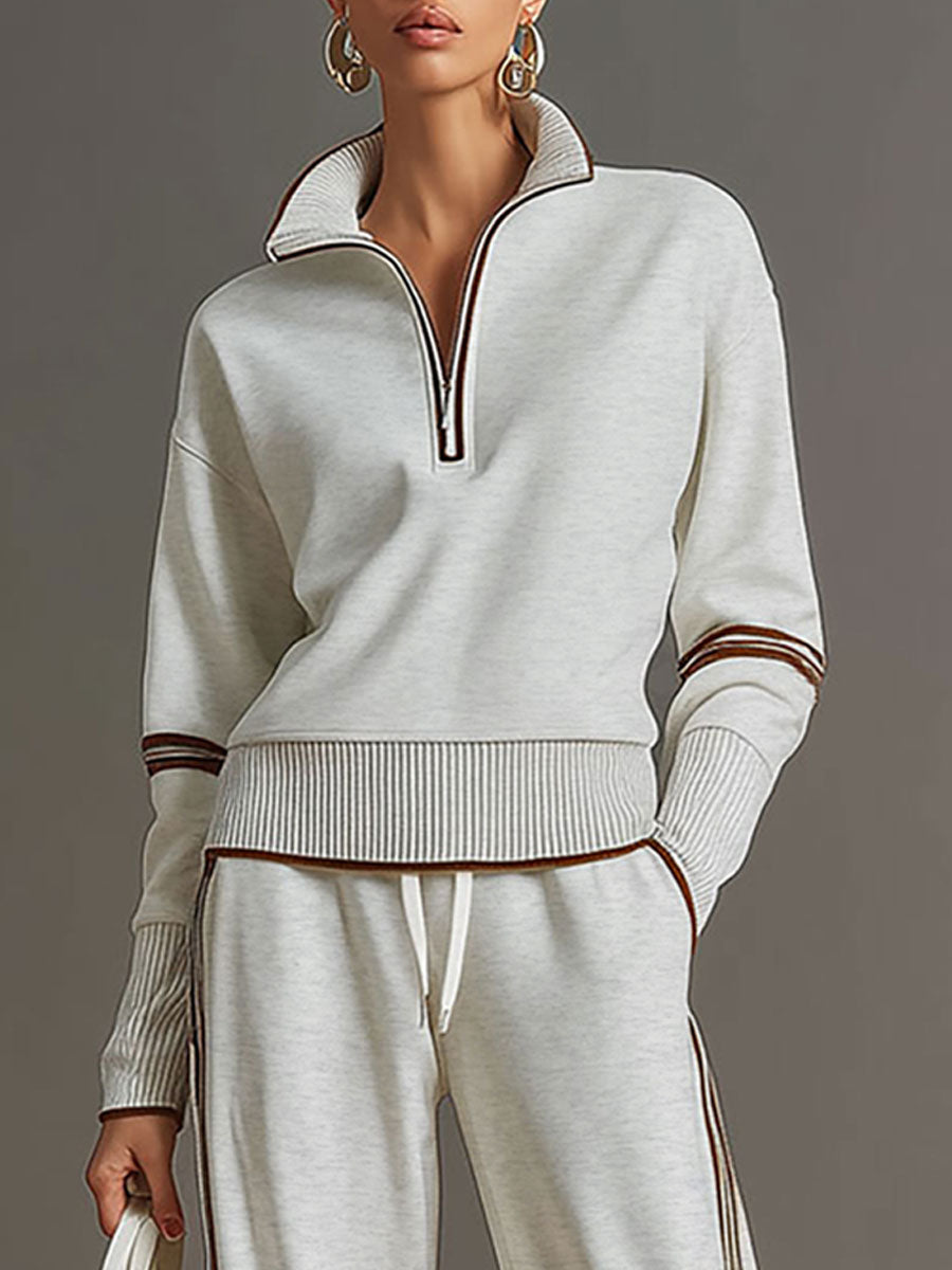 Christèle | Stripe-Trim Two-Piece Set