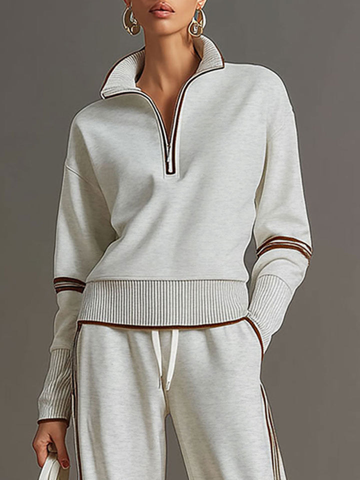 Christèle | Stripe-Trim Two-Piece Set