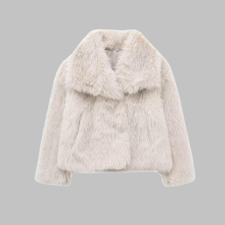 Women's Elegant Winter Faux Fur Coat - Beige