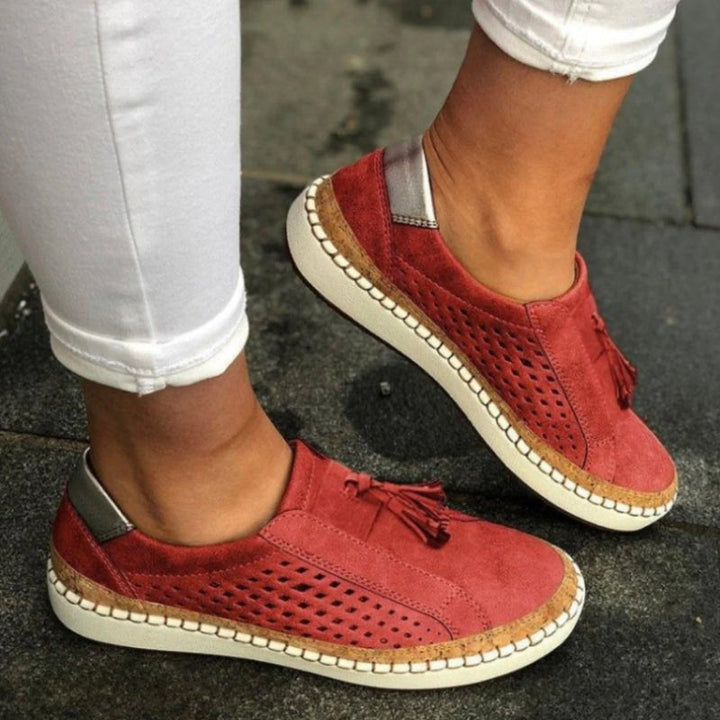 Women's Breathable Slip-On Knit Orthopedic Sneakers - Red