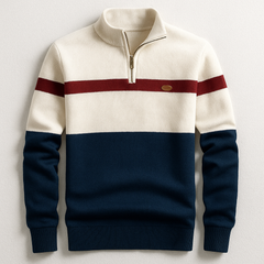 Marchetti | Men's Colorblock Knit Quarter Zip Sweater
