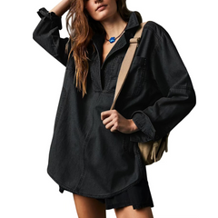 Nalinae | Chic Denim Tunic with a V-Neck