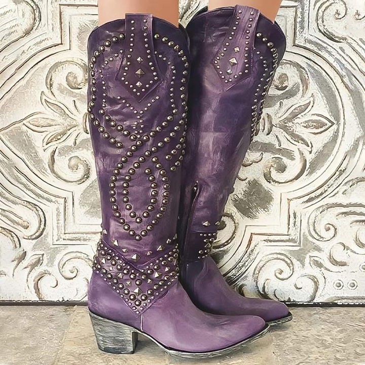 Nerys women's studded western knee high boots - photo 1
