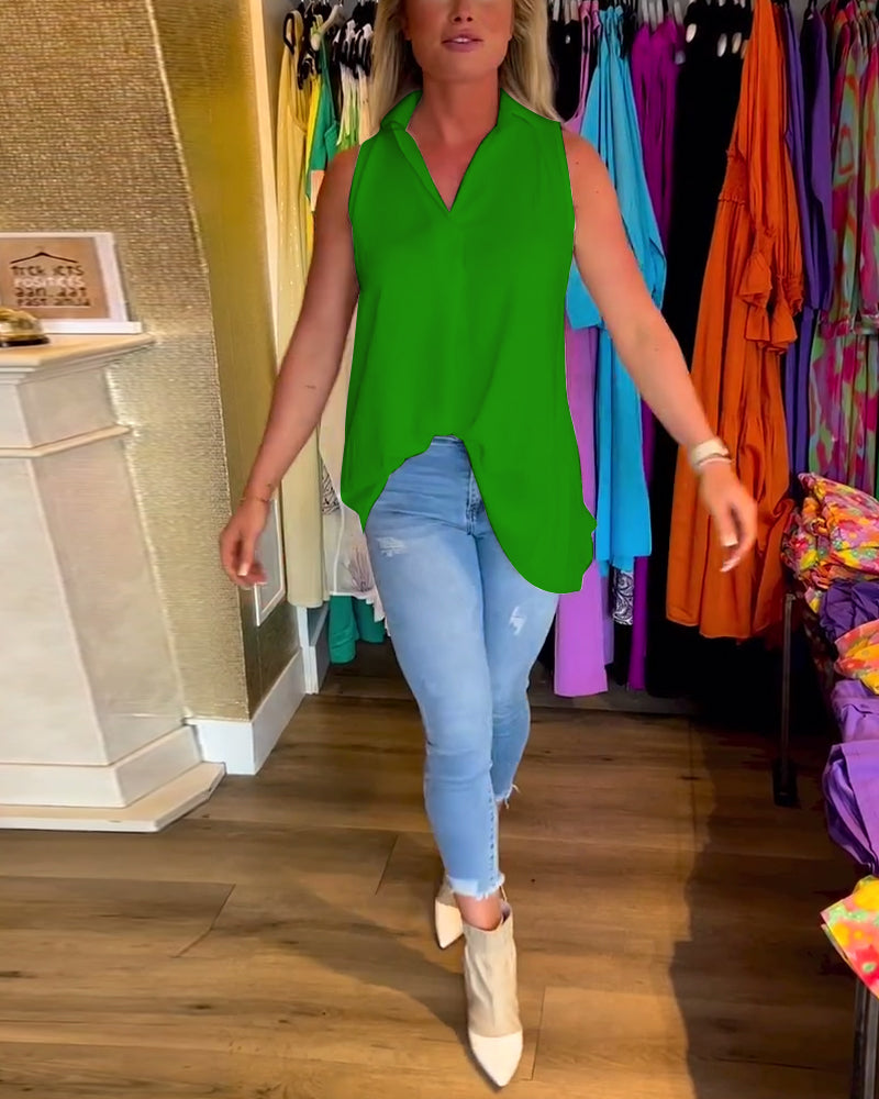 Fionnuala | Collared Sleeveless Top