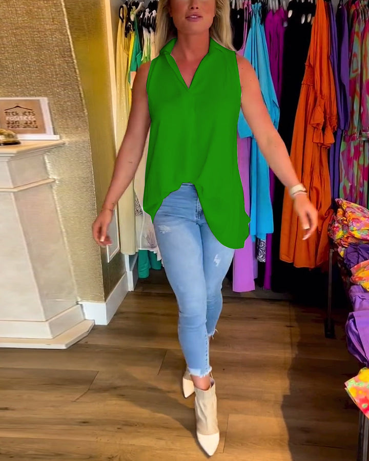 Fionnuala | Collared Sleeveless Top