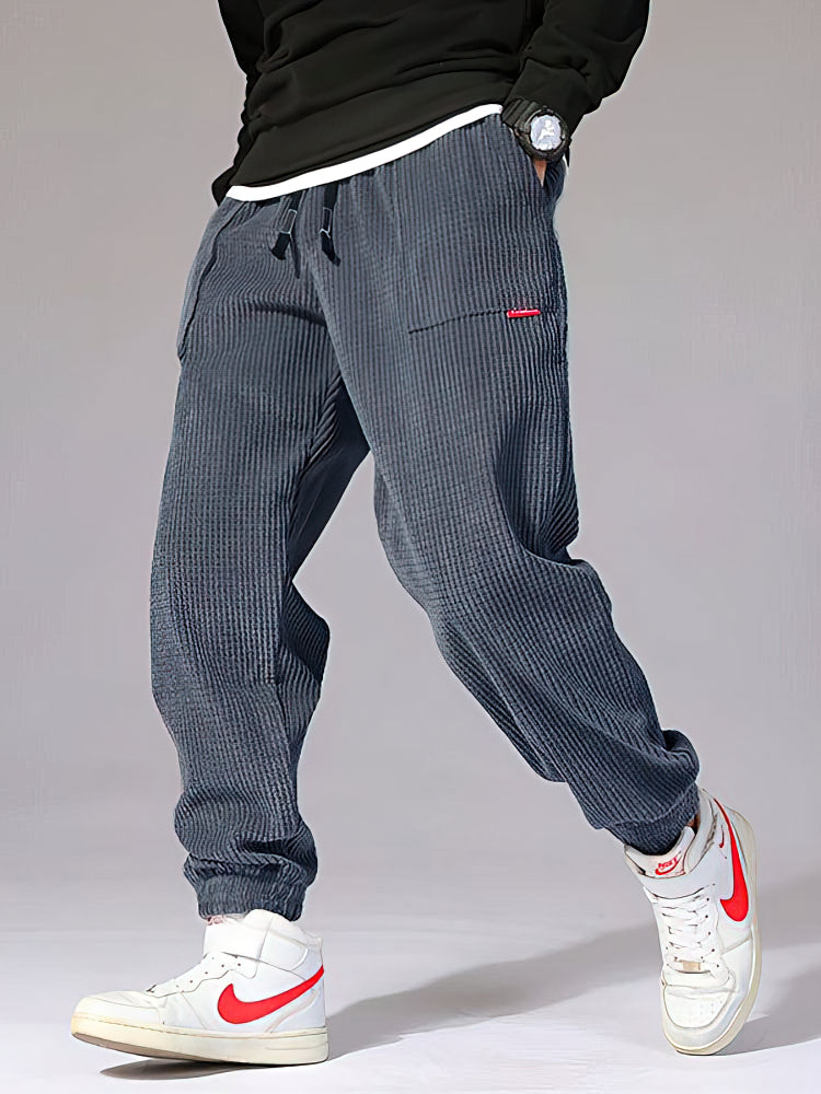 Men's Cuffed Breathable Corduroy Baggy Sweatpants - Grey