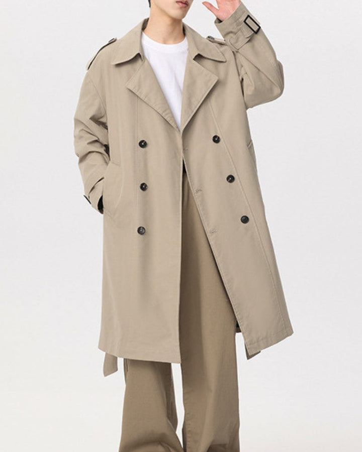 Men's Double-Breasted Relaxed Midi Peacoat